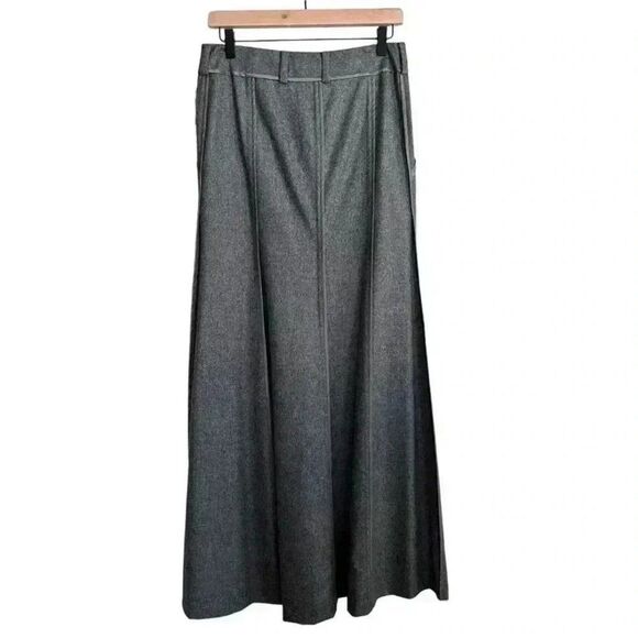 Express NWT 100% Wool Grey Full Length Pleated Skirt Size 6 - Picture 4 of 5